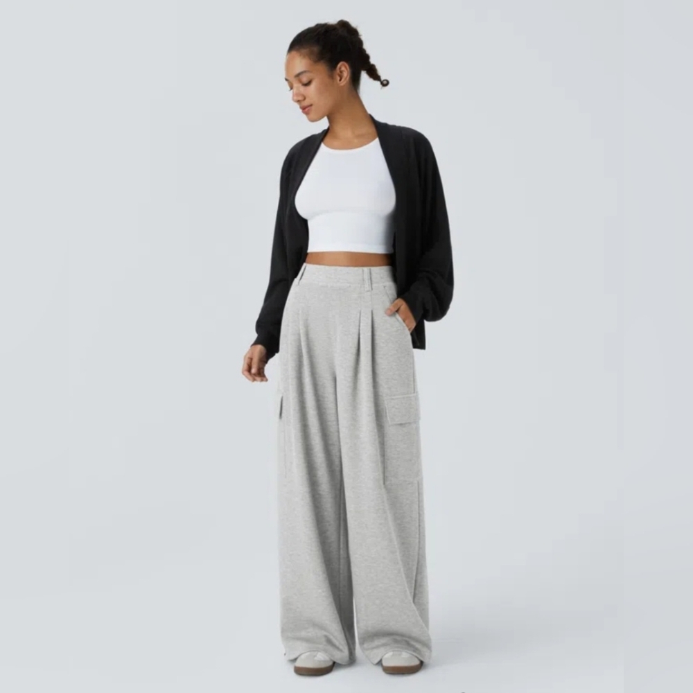 NWT HALARA High Waisted Multiple Pockets Adjustable Drawcord Wide Leg (Size: XL)